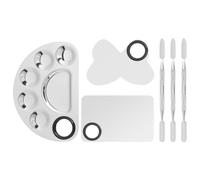 3 Ensembles Plaque de Nail Art en Acier Inoxydable | Surface Hygiénique Lisse, Formes Rectangle Demi-cercle Aile, pour Gel et Maquillage en Studio