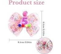 3 Épingles À Cheveux, Épingle À Cheveux Numérique Pour L'Anniversaire Des Enfants, Arc Imprimé Rose, Accessoires Pour Cheveux Pour Filles, Accessoires Photo Mignons.