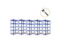 3 Etagères 120 cm & 2 Etagères 90 cm Métal Bleu - Capacité Totale 5000KG