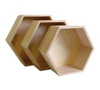 3 étagères hexagone en bois