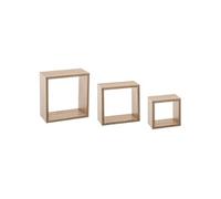 Atmosphera (5five) – Lot de 3 étagères murales Fixy Cube MDF chêne L15xP9xH15/20/25 cm