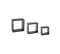Atmosphera – Étagères murales Fixy Cube – 3 petites, design – Noir