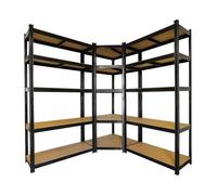 3 étagères spécial angle garage noire - Set étagères de coin charges lourdes - 875 kg - Montage facile par clip et croisillons