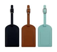 3 étiquettes de bagage, étiquette de bagage d'avion en cuir PU, étiquette de valise avec fiche d'informations personnelles pour bagages, valises et sacs à dos