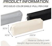 3 Étuis À Crayons De Couleur Unie Et 3 Cahiers Pour Petits Animaux, Sac De Rangement Simple En Tissu Oxford, Étui À Stylos Portable À Fermeture Éclair, Fournitures Scolaires.