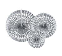3 ÉVENTAILS DÉCO ARGENT 23-32-40CM