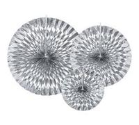 3 ÉVENTAILS DÉCO ARGENT 23-32-40CM
