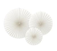 3 ÉVENTAILS DÉCO BLANC CASSÉ 23-32-40CM