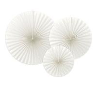 3 éventails déco blanc cassé 23-32-40cm - partydeco rpk9-008z Blanc G