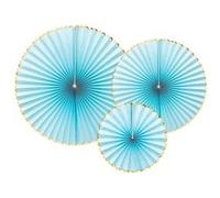 3 éventails déco bleu clair 23-32-40cm - partydeco rpk20-001j Bleu G