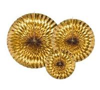 3 éventails déco or 23-32-40cm - partydeco rpk12-019m Jaune G