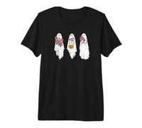 3 fantômes Blancs et Fleurs effrayants avec Un Jack-o-Latern T-Shirt Haut de Gamme