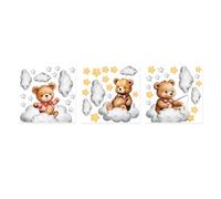3 Feuille/ensemble Dessin Animé Animal Étoile Autocollant Mignon Ours Nuage Stickers Muraux Décoratif Petit Papier Peint Ornement Pour Décor De Chambre Autocollant