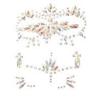 3 Feuilles Autocollant Lumineux Visage en Cristaux | Tatouages de Pierres Précieuses Fluorescentes Visage, Autocollants Visage sans Résidu