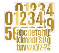 3 Feuilles Autocollants Doré, 0-9 Autocollants Chiffres 22 x 29cm,Autocollants Lettres Adhésif,numero de maison exterieur,numero boite aux lettres,pour l'extérieur,Enseignes,Rue