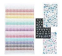 3 Feuilles Sticker Ongle Papillon Fleur,+1Feuilles Strass Autocollant, Adhésif Manucure Décoration Printemps Eté pour Femme Fille,pour le Maquillage du Visage, Décoration Nail Art
