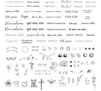 3 Feuilles Tatouages Temporaires En Espagnol Stickers Tatouages En Lettre Motif Plante Éphémère Pour Fête Party Faveur Décoration Vacances Fournitures De Party Cadeau