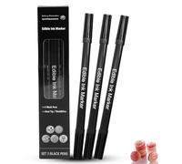 3 Feutres Alimentaires Noirs - Stylos Double Pointe à Encre Comestible pour Décoration de Gâteaux, Biscuits, Chocolat et Macarons - Stylo Noir pour Pâtisserie