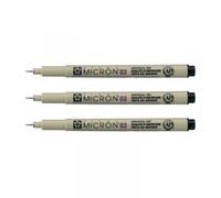 3 Feutres Pigma Micron 03 Sakura Pointe Extra Fine 0.35mm Noir