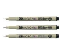 3 feutres Pigma Micron 03 Sakura pointe extra fine 0.35mm noir G