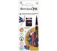 3 feutres tatouages pointe fine noir rouge bleu - générique gt42520 Multicolore G