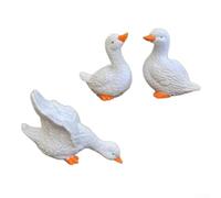 3 Figurines Canards Résine Peintes à la Main pour Jardin | Peintes à la main, design réaliste, mère et canetons, pour charme rustique, intérieur extérieur