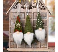 3 figurines de nain de Noël avec un charmant style de poupée tricotée, conçues pour être accrochées aux arbres de Noël ou aux cheminées pour créer une atmosphère chaleureuse de vacances (vert)