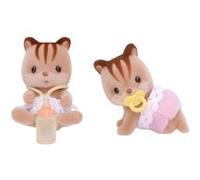 3 Figurines Jumeaux Ecureuils Roux Sylvanian Families Vert G
