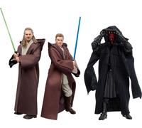 3 figurines Star Wars : La Menace Fantôme Série Noire - Qui-Gon Jinn, Dark Maul, Obi-Wan Kenobi