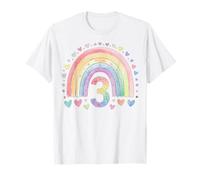 3 Fille Anniversaire Arcenciel Coeurs Etoiles Pastel Boho 3e T-Shirt