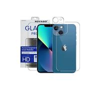 NOVAGO Compatible avec iPhone 13 - Lot complet de 3 Films Protection Verre trempé résistant pour l'écran et la caméra et le dos de iPhone