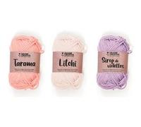 3 fils de coton spécial crochet 55 m - rose clair-mauve-vieux rose - Graine Créative Multicolore G