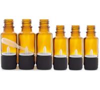 3 flacons de 20ml et 3 flacons de 10ml en verre ambré DIN 18 avec bouchons codigouttes