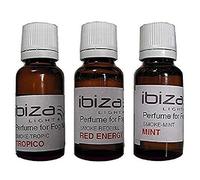 Ibiza Lot de 3 flacons de parfum pour machines à fumée IBIZA LIGHT – Tropico, Menthe, Fruits rouges