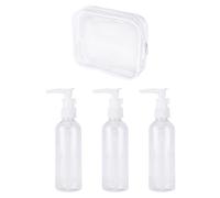 3 Flacons Push De 100 Ml, 1 Trousse De Toilette, Distributeur De Lotion, Distributeur À Pompe, Petit Distributeur De Savon, Flacon Pompe, Flacon Pompe Distributeur Push