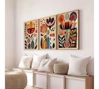 3 Fleurs Scandinave Affiche 30X40CM Poster Abstrait Moderne Tableau Decoration Murale Salon Fleur Toile Moderne Design Salon Abstrait Affiche Flower Market Poster Scandinave Beige Boho sans Cadre