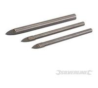 Silverline 217584 Jeu de 3 forets pour carrelage et verre 3 pcs