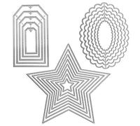 3 formes différentes de matrices de découpe, pochoir en métal (fenêtre, ovale et étoile), DaKuan 19 pièces Outils de gaufrage pour scrapbooking, album papier, bricolage et fabrication de cartes