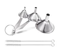 3 Funnels à Longue Poignée en Acier Inoxydable, 2 Brosses de Nettoyage, Pour Remplir des Bouteilles ou des Conteneurs, Pratiques à Longue Poignée