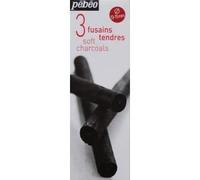 Pébéo Peinture – Fusains tendres Noir – 1 boîte de 3