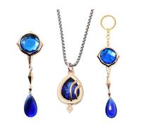 3 Gen Shin Furina Collier Porte-clés Badge Set, Game Figurine Furina Cosplay Accessoires Keychain Pendentif Set