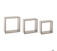 3 grandes étagères murales ""Fixy"" cube effet chêne gris - 5 five simply smart