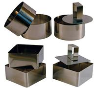 3 grands Cercles de présentation Inox avec poussoir + 3 grands Carrés de présentation Inox avec poussoir - 10 CM