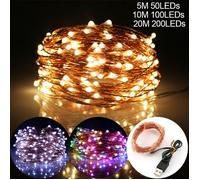 3 Guirlandes lumineuses en fil de cuivre 5M 50LEDs USB,Blanc chaud,Forme personnalisable,Décoration Noël, Halloween