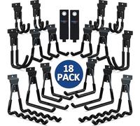 3-H 16 small pièces Slatwall Crochets Slatwall Accessoires Crochets de garage,Garage Hooks avec 2 sangles de rangement pour outils Jardin Garage Remise(Noir)