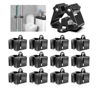 3-H Accroche Balais Mural, Porte Balais Mural en Acier Inox Imperméable, Support Balai Muraux avec Rouleau Stable Antidérapant pour Salle de Bain, Garage, Jardin, Buanderie, Cuisine,12,Noir