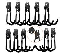 3-H Crochet Mural Garage 10PC, Rangement Garage,Crochet Mural en Acier Avec 3 Soudures au Lieu de 2 Plus Fortes pour Êchelle,Vélos,Tuyaux,Outils électriques(Noir)