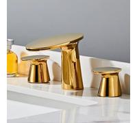 3 Hole 2 Handle Bathroom Sink Faucet, Waterfall Single Handle Bathroom Sink Faucet, Split Brass, 2 Handles, 3 Holes, Lavatory Faucet, Chrome