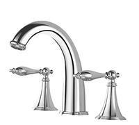 3 Hole Brass Bathroom Sink Faucet, Hot and Cold Water Bathroom Faucet, Chrome Plated.