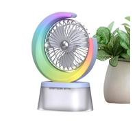 3-Hole Spray Misting Desk Fan With LED Ambient Light - USB Rechargeable